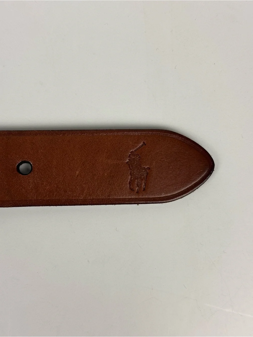 Polo by Ralph Lauren Tan and Navy Striped Canvas Belt with Brown Leather